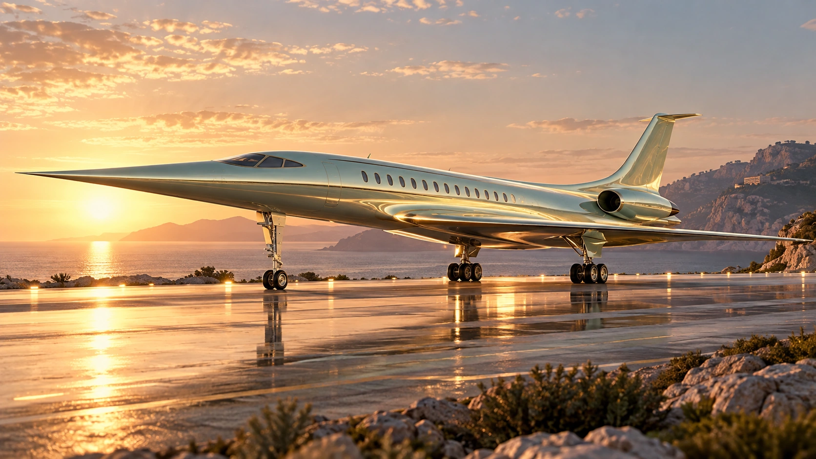 AI-generated illustration of Céladon Supersonic Concept. Fictional, not commercially available.