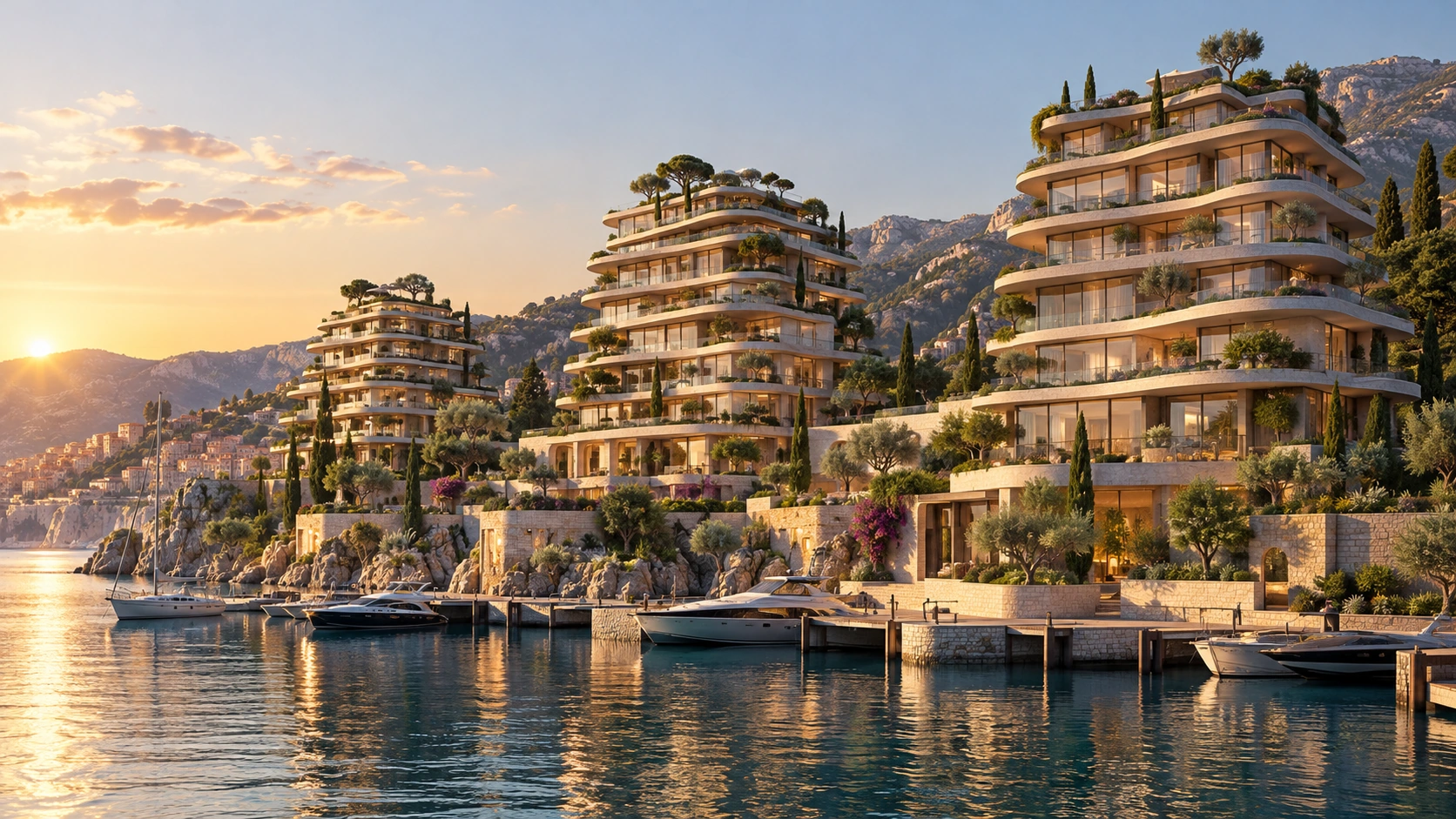 AI-generated illustration of Harbour Residences Concept. Fictional, not commercially available.