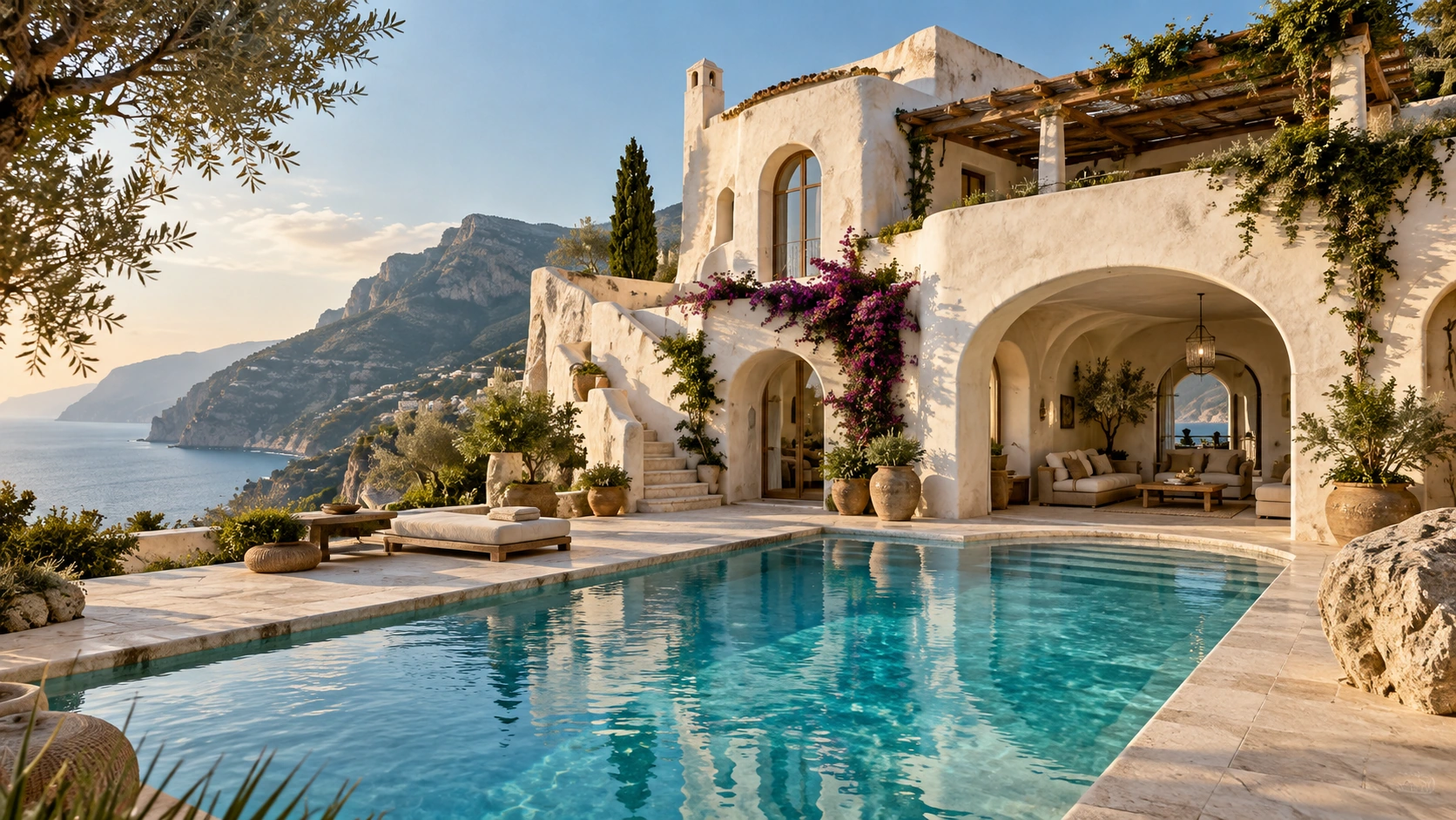 AI-generated illustration of Villa Azul. Fictional, not commercially available.