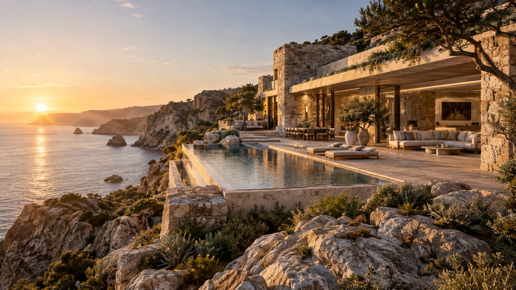 AI-generated illustration of Cove Residence. Fictional, not commercially available.
